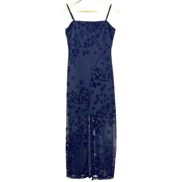 Next Up Dresses & Skirts - Vtg Y2K Velvet Burnout Floral Dress SzM Sparkle Sheer Stretch Whimsigoth Witchy